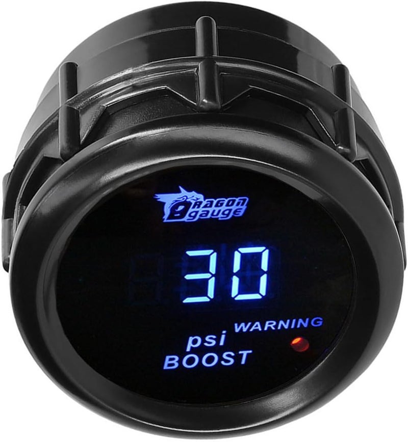 LKRXW Car Boost Gauge 12V Auto Boost Psi Gauge 2" 52mm Turbo Boost Gauges Meter Digital Blue Light Instruments -30-0 - 30 Psi Smoke Tint Len with Sensor - Image 1